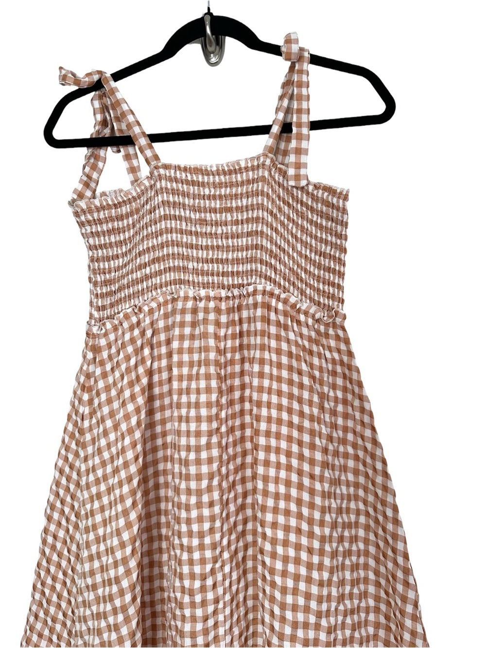 Boho Prairiecore Smocked Tiered Gingham Maxi Dress Countrycore Feminine Earthy - Picture 8 of 9
